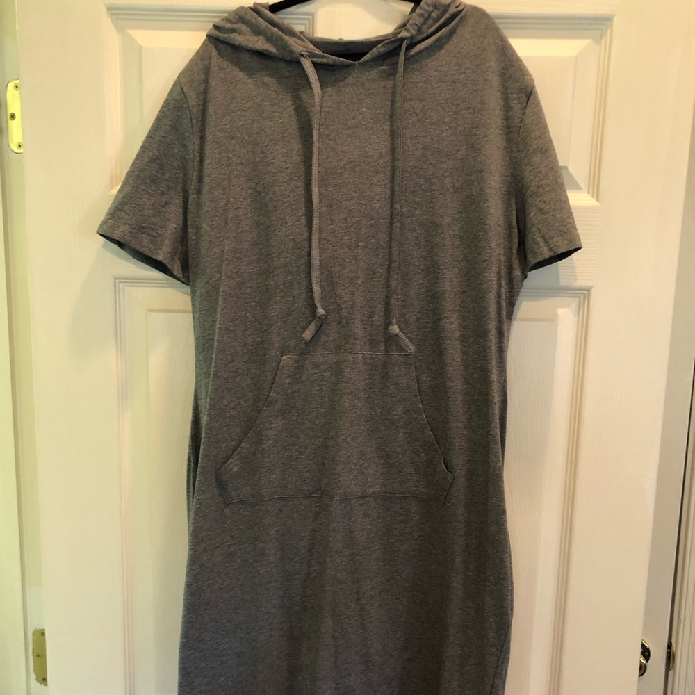 Missky Gray Hooded Pocket Tee Shirt Dress NWT